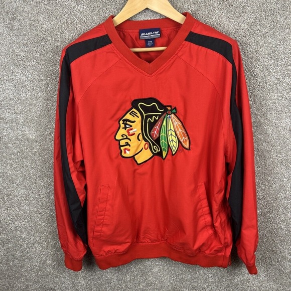 Bluelite Chicago Blackhawks Pullover Windbreaker‎ Men's Medium Red - Picture 1 of 8